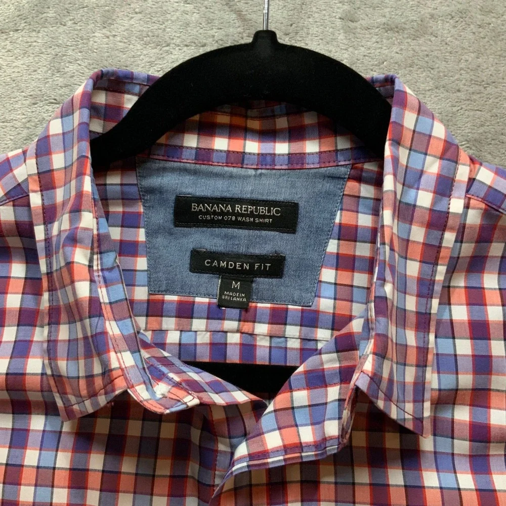 Banana Republic Camden Fit Mens Medium Plaid Long Sleeve Button Down Shirt Multi